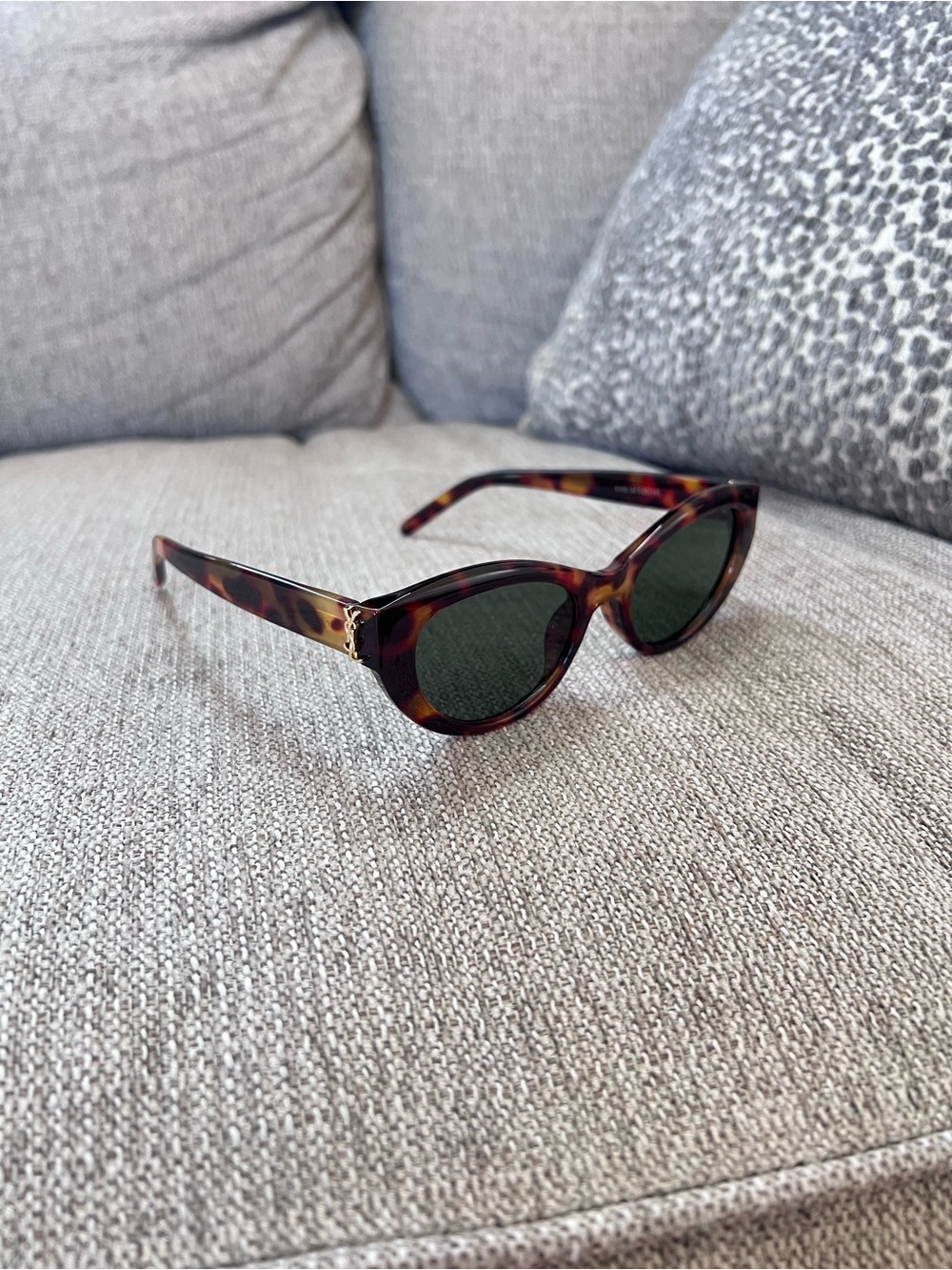 Saint Laurent Tortoiseshell Cat-Eye gold YSL Sunglasses - Brown